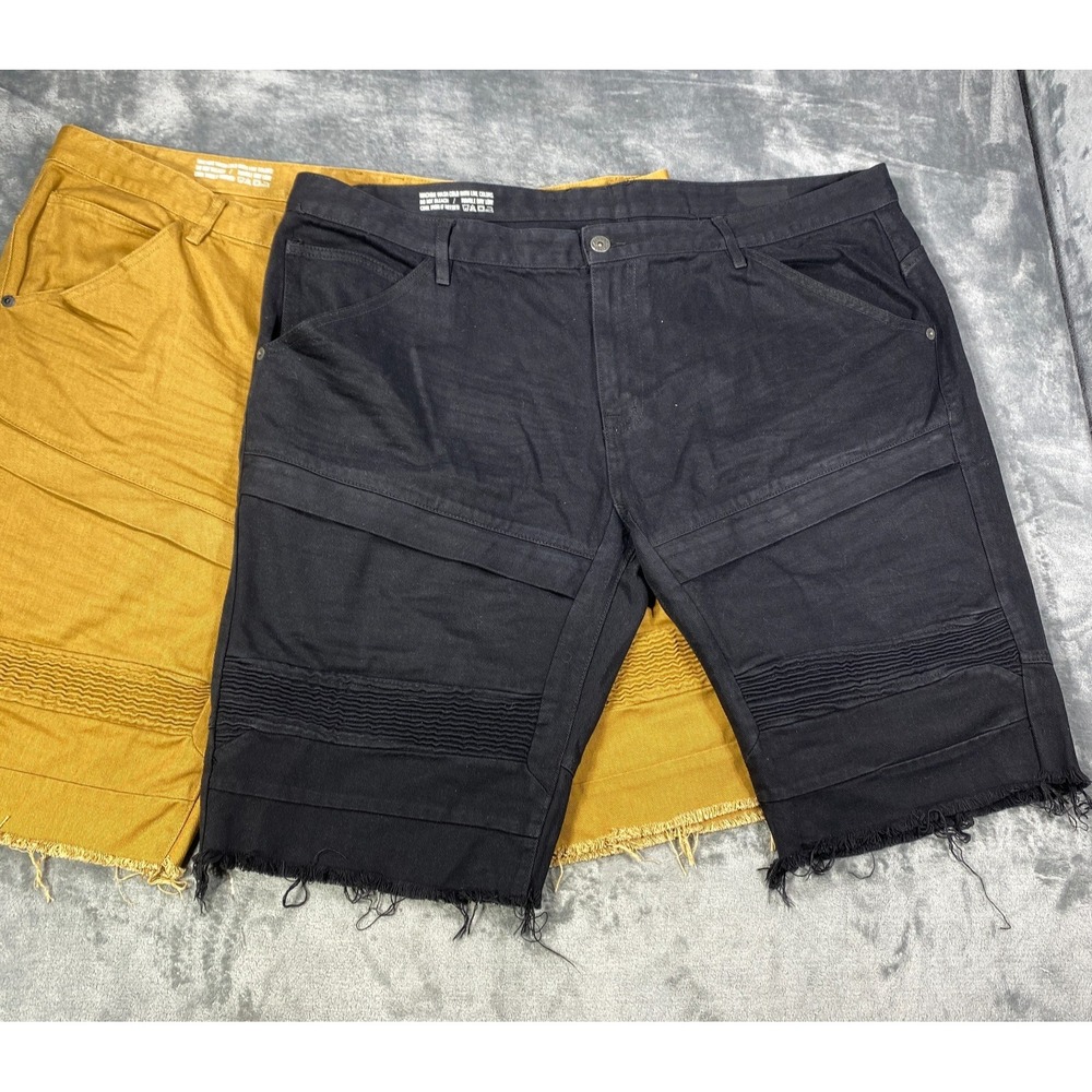 Lot Of 2 Smoke Rise Shorts Mens Size 50 Denim Moto Raw Hem Hip Hop Y2K Jorts Zip